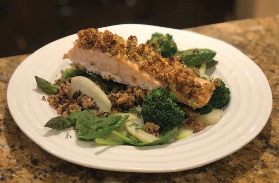 Pistachio-crusted Salmon & Quinoa